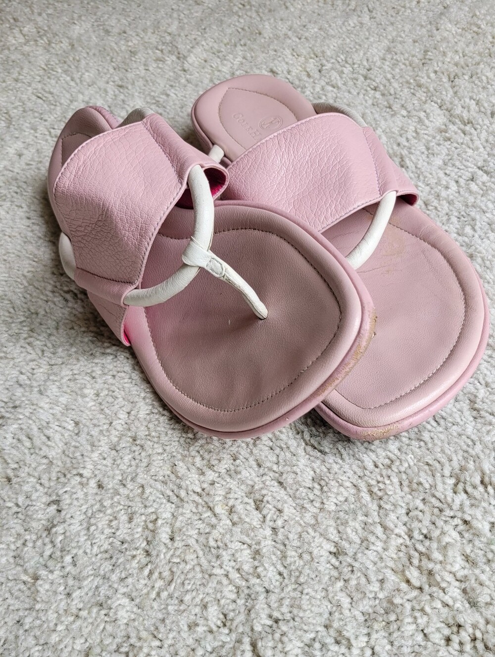 Cole Haan Vintage "All Leather" Light Pink Sandals, White Straps, Nice Shape 9B - Picture 5 of 6